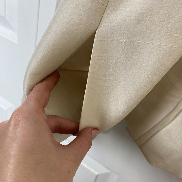 Eileen Fisher Size S 100% Silk Dupioni Jacket Ecru Ivory Beige Hook loop - Picture 5 of 7